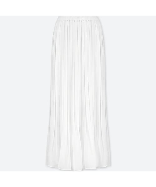 UNIQLO（ユニクロ）の「ハイウエストシフォンプリーツスカート（丈長め93～95cm）（スカート・レディース・NAVY 69/WHITE 00/PINK 10・L/S/XL/M/XS/XXL）」の2枚目の写真