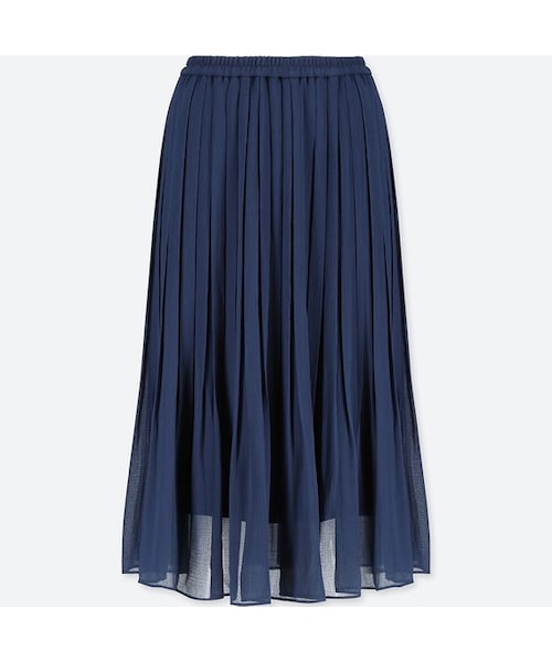 UNIQLO（ユニクロ）の「ハイウエストシフォンプリーツスカート（丈短め71～75cm）（スカート・レディース・WHITE 00/PINK 10/NAVY 69・L/S/XL/XS/XXL/M）」の2枚目の写真