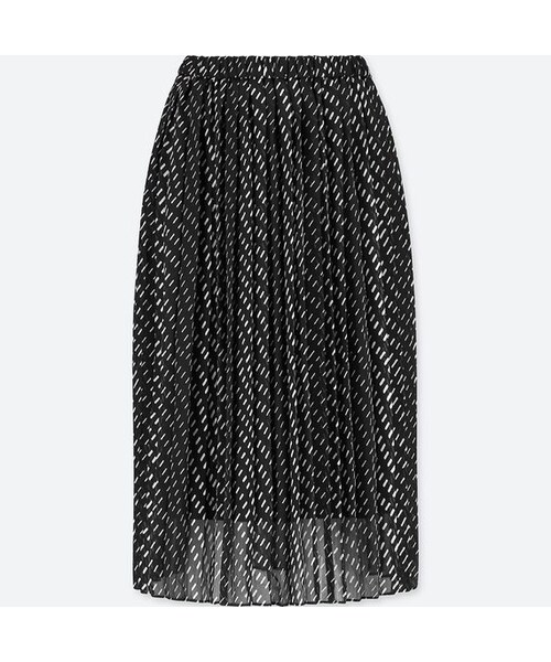 UNIQLO（ユニクロ）の「ハイウエストプリーツスカート（ジオメトリック・丈標準76～80cm）（スカート・レディース・OFF WHITE 01/BLACK 09・XS/XXL/XL/L/S/M）」の2枚目の写真