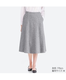 UNIQLO | ウールブレンドジャージーボリュームスカート（丈標準73～77cm）(スカート)