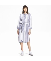 UNIQLO | コットンストライプシャツワンピース（長袖）(ワンピース)