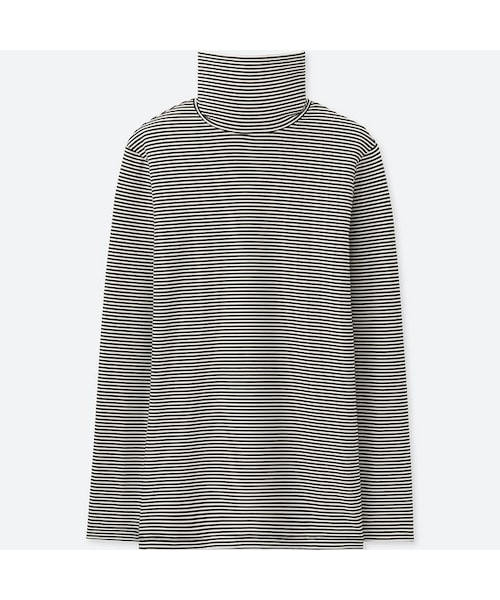 UNIQLO（ユニクロ）の「ヒートテックタートルネックT（長袖・ボーダー）（その他アンダーウェア/インナー・レディース・DARK GRAY 08/OFF WHITE 01・M/3XL/XL/XXL/S/L/XS）」の2枚目の写真