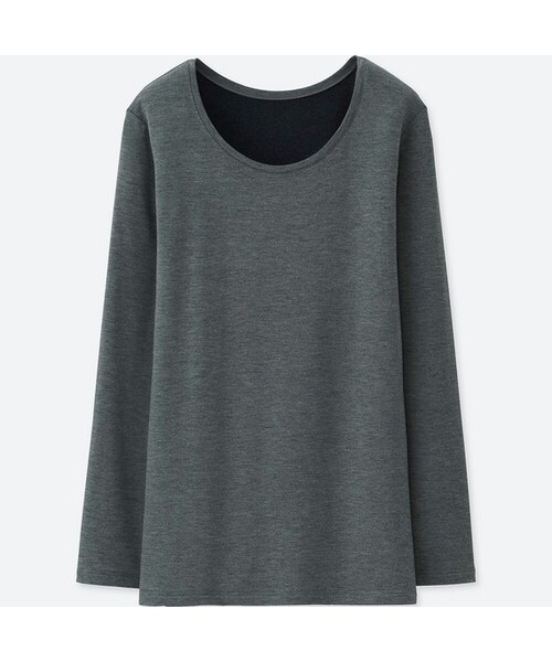 UNIQLO（ユニクロ）の「ヒートテックエクストラウォームクルーネックT（極暖）（その他アンダーウェア/インナー・レディース・BLACK 09/NAVY 69/KHAKI 33/DARK GRAY 08/WINE 19/DARK GREEN 59/OFF WHITE 01・S/L/M/XL/XXL/3XL/XS）」の3枚目の写真
