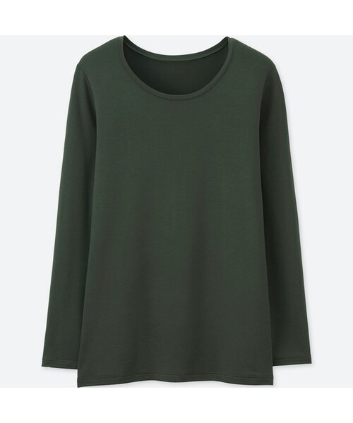 UNIQLO（ユニクロ）の「ヒートテックエクストラウォームクルーネックT（極暖）（その他アンダーウェア/インナー・レディース・BLACK 09/NAVY 69/KHAKI 33/DARK GRAY 08/WINE 19/DARK GREEN 59/OFF WHITE 01・S/L/M/XL/XXL/3XL/XS）」の5枚目の写真