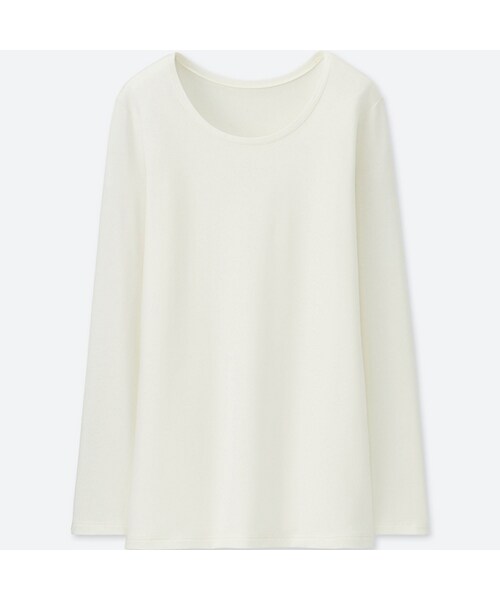 UNIQLO（ユニクロ）の「ヒートテックエクストラウォームクルーネックT（極暖）（その他アンダーウェア/インナー・レディース・BLACK 09/NAVY 69/KHAKI 33/DARK GRAY 08/WINE 19/DARK GREEN 59/OFF WHITE 01・S/L/M/XL/XXL/3XL/XS）」の2枚目の写真