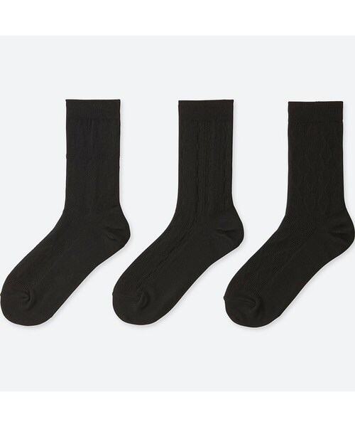 UNIQLO（ユニクロ）の「レギュラーソックス（ジャガード・3足組）（レギンス/スパッツ・レディース・PINK 11/BLUE 63/WHITE 00/BLACK 09・フリー）」の3枚目の写真