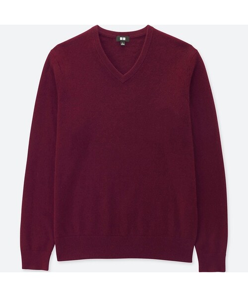 UNIQLO（ユニクロ）の「カシミヤVネックセーター（長袖）（ニット/セーター・メンズ・GRAY 03/NAVY 69/BLACK 09/PINK 11/DARK GRAY 08/WINE 18/KHAKI 33/DARK GREEN 58/BLUE 67/BLUE 62/BROWN 35/GRAY 06・XL/L/S/4XL/3XL/XXL/M/XS）」の12枚目の写真