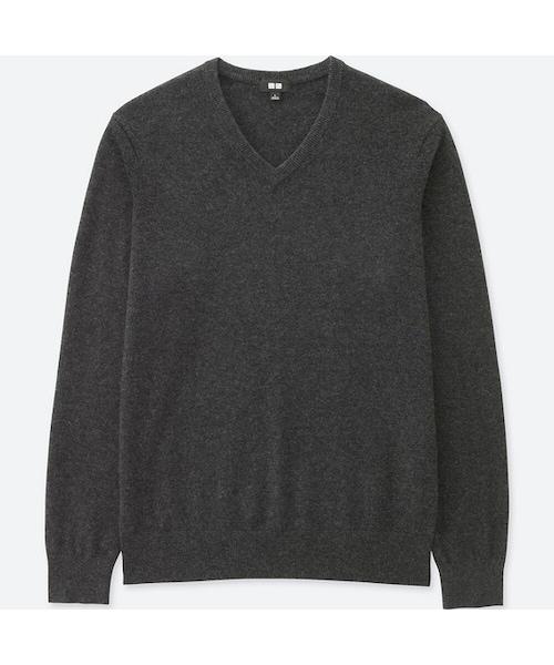 UNIQLO（ユニクロ）の「カシミヤVネックセーター（長袖）（ニット/セーター・メンズ・GRAY 03/NAVY 69/BLACK 09/PINK 11/DARK GRAY 08/WINE 18/KHAKI 33/DARK GREEN 58/BLUE 67/BLUE 62/BROWN 35/GRAY 06・XL/L/S/4XL/3XL/XXL/M/XS）」の4枚目の写真