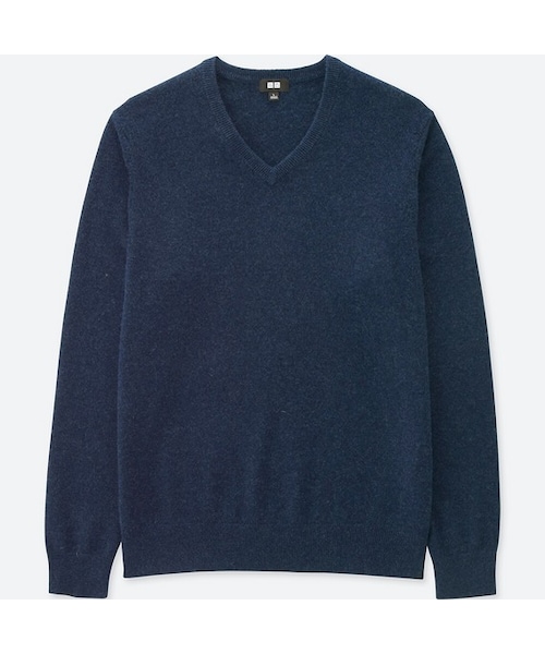 UNIQLO（ユニクロ）の「カシミヤVネックセーター（長袖）（ニット/セーター・メンズ・GRAY 03/NAVY 69/BLACK 09/PINK 11/DARK GRAY 08/WINE 18/KHAKI 33/DARK GREEN 58/BLUE 67/BLUE 62/BROWN 35/GRAY 06・XL/L/S/4XL/3XL/XXL/M/XS）」の9枚目の写真
