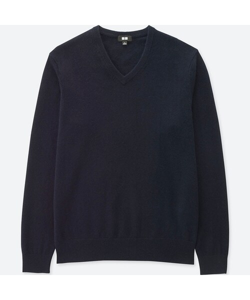 UNIQLO（ユニクロ）の「カシミヤVネックセーター（長袖）（ニット/セーター・メンズ・GRAY 03/NAVY 69/BLACK 09/PINK 11/DARK GRAY 08/WINE 18/KHAKI 33/DARK GREEN 58/BLUE 67/BLUE 62/BROWN 35/GRAY 06・XL/L/S/4XL/3XL/XXL/M/XS）」の8枚目の写真