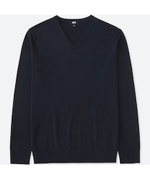 UNIQLO | エクストラファインメリノVネックセーター（長袖）(ニット/セーター)