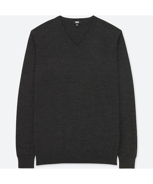 UNIQLO（ユニクロ）の「エクストラファインメリノVネックセーター（長袖）（ニット/セーター・メンズ・DARK GRAY 08/NAVY 69/GRAY 03/BLACK 09・XS/L/S/M/XL/XXL/3XL/4XL）」の3枚目の写真