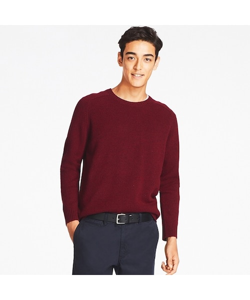UNIQLO（ユニクロ）の「ラムクルーネックセーター（長袖）（ニット/セーター・メンズ・YELLOW 46/NAVY 69/OFF WHITE 01/WINE 18/GRAY 06/BLACK 09・S/L/M/4XL/XL/3XL/XS/XXL）」の6枚目の写真