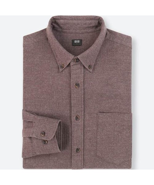 UNIQLO（ユニクロ）の「フランネルシャツ（長袖）（シャツ/ブラウス・メンズ・OFF WHITE 01/OLIVE 56/BROWN 34/OLIVE 57/GRAY 06/BLACK 09/DARK GRAY 08/WINE 19/NAVY 69/BLUE 68・M/XS/S/XL/L/4XL）」の5枚目の写真