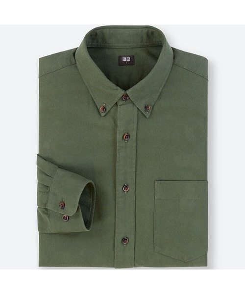 UNIQLO（ユニクロ）の「フランネルシャツ（長袖）（シャツ/ブラウス・メンズ・OFF WHITE 01/OLIVE 56/BROWN 34/OLIVE 57/GRAY 06/BLACK 09/DARK GRAY 08/WINE 19/NAVY 69/BLUE 68・M/XS/S/XL/L/4XL）」の7枚目の写真