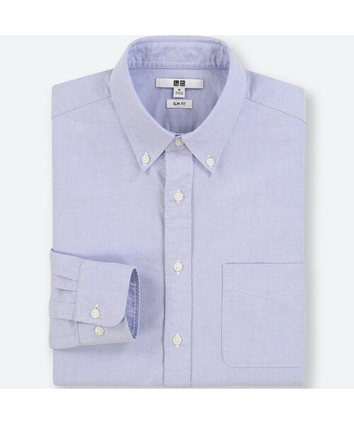 UNIQLO（ユニクロ）の「オックスフォードスリムフィットシャツ（ボタンダウン・長袖）（シャツ/ブラウス・メンズ・PINK 12/GRAY 06/BLUE 63・XXL/3XL/S/M/L/XL/4XL/XS）」の2枚目の写真