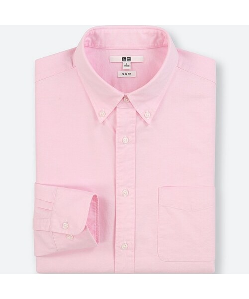 UNIQLO（ユニクロ）の「オックスフォードスリムフィットシャツ（ボタンダウン・長袖）（シャツ/ブラウス・メンズ・PINK 12/GRAY 06/BLUE 63・XXL/3XL/S/M/L/XL/4XL/XS）」の3枚目の写真
