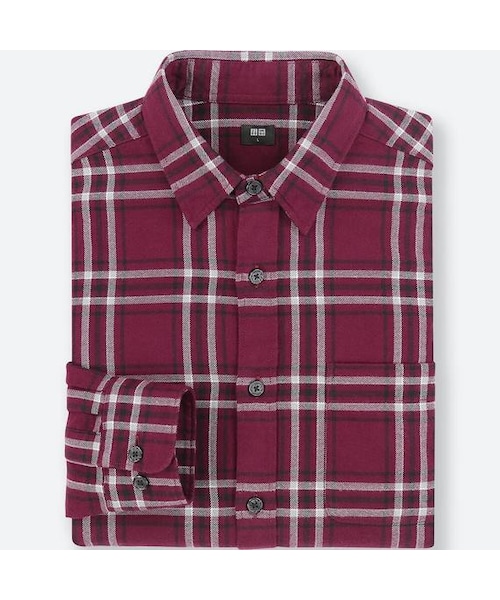 UNIQLO（ユニクロ）の「フランネルチェックシャツ（長袖）（シャツ/ブラウス・メンズ・NAVY 69/WINE 19・S/XL/L/M）」の2枚目の写真