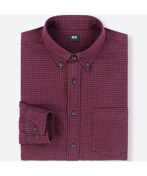 UNIQLO（ユニクロ）の「フランネルチェックシャツ（長袖）（シャツ/ブラウス・メンズ・GRAY 07/OLIVE 56/RED 17/BLUE 66・4XL/XS/XXL/M/XL/S/L）」の4枚目の写真