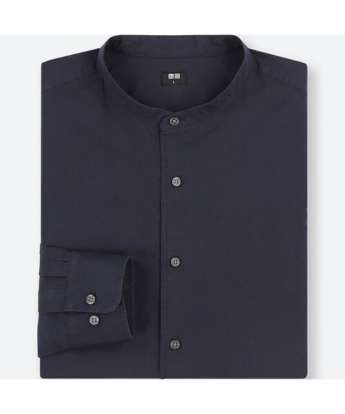 UNIQLO（ユニクロ）の「エクストラファインコットンブロードスタンドカラーシャツ（長袖）（シャツ/ブラウス・メンズ・BLUE 65/PINK 12/NAVY 69/WHITE 00・XS/3XL/XXL/XL/4XL/S/M/L）」の3枚目の写真
