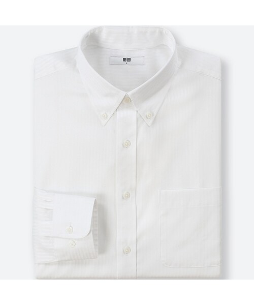 UNIQLO（ユニクロ）の「ファインクロスドビーシャツ（ボタンダウン・長袖）（シャツ/ブラウス・メンズ・BLUE 61/WHITE 00・S/M/L/4XL/XL/XXL/3XL/XS）」の2枚目の写真