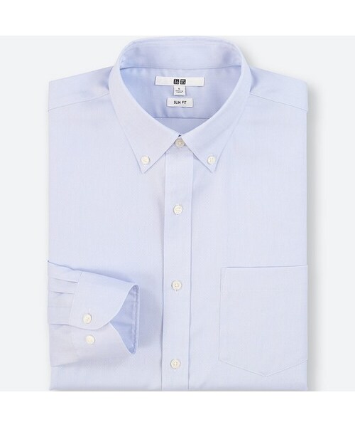 UNIQLO（ユニクロ）の「ファインクロスストレッチスリムフィットオックスフォードシャツ（ボタンダウン・長袖）（シャツ/ブラウス・メンズ・WHITE 00/BLUE 65/PURPLE 72/LIGHT BLUE 60・XXL/XL/M/XS/L/3XL/S/4XL）」の3枚目の写真