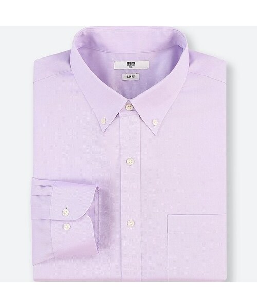 UNIQLO（ユニクロ）の「ファインクロスストレッチスリムフィットオックスフォードシャツ（ボタンダウン・長袖）（シャツ/ブラウス・メンズ・WHITE 00/BLUE 65/PURPLE 72/LIGHT BLUE 60・XXL/XL/M/XS/L/3XL/S/4XL）」の4枚目の写真