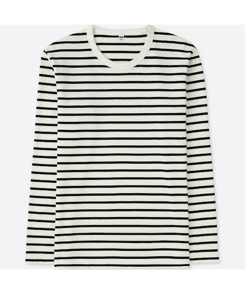 UNIQLO（ユニクロ）の「ウォッシュボーダーT（長袖）（Tシャツ/カットソー・メンズ・RED 14/NAVY 69/WHITE 00・S/M/L/XXL）」の2枚目の写真