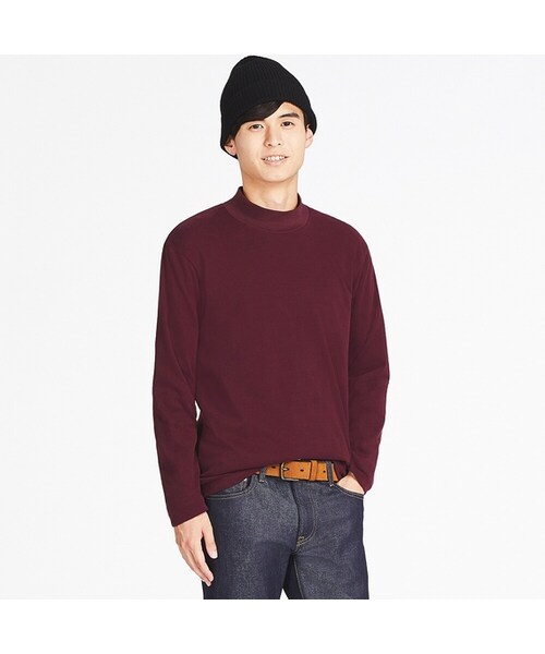 ソフトタッチ 売れ筋商品|||カットソー 日本製 無地 長袖 UNIQLO（ユニクロ）の「ソフトタッチハイネックT（長袖）（T