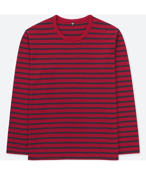 UNIQLO（ユニクロ）の「ウォッシュボーダーT（長袖）（Tシャツ/カットソー・メンズ・BLUE 65/RED 15/WHITE 00/NAVY 69・XXL/XL/S/3XL/M/XS/4XL/L）」の4枚目の写真