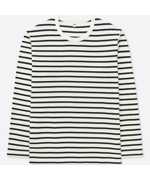 UNIQLO（ユニクロ）の「ウォッシュボーダーT（長袖）（Tシャツ/カットソー・メンズ・BLUE 65/RED 15/WHITE 00/NAVY 69・XXL/XL/S/3XL/M/XS/4XL/L）」の2枚目の写真