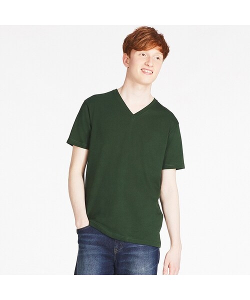 UNIQLO（ユニクロ）の「ドライカラーＶネックT（半袖）（Tシャツ/カットソー・メンズ・BLUE 66/WHITE 00/NAVY 69/GRAY 03/WINE 19/DARK GREEN 58/DARK GRAY 08/KHAKI 33/BLACK 09・XL/S/L/M/XXL/4XL/XS/3XL）」の6枚目の写真