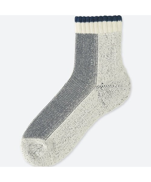 UNIQLO（ユニクロ）の「プレイティングハーフソックス（ソックス/靴下・メンズ・NAVY 69/OFF WHITE 01・25-27/27-29）」の2枚目の写真