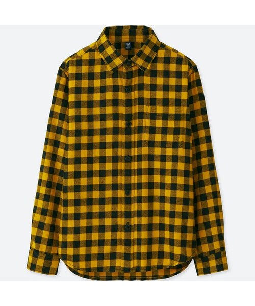 UNIQLO（ユニクロ）の「BOYS フランネルチェックシャツ（長袖）（シャツ/ブラウス・キッズ・OLIVE 56/RED 15/YELLOW 46・120/130/140/110/150/100/160）」の2枚目の写真