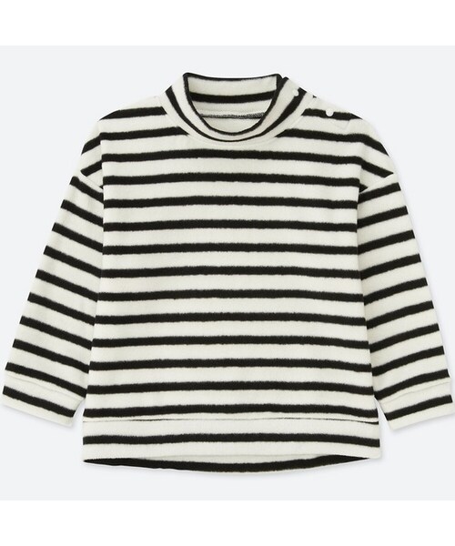 UNIQLO（ユニクロ）の「ストレッチフリースハイネックT（ボーダー・長袖）（その他トップス・キッズ・GREEN 55/WHITE 00/RED 16・90/100/80）」の2枚目の写真