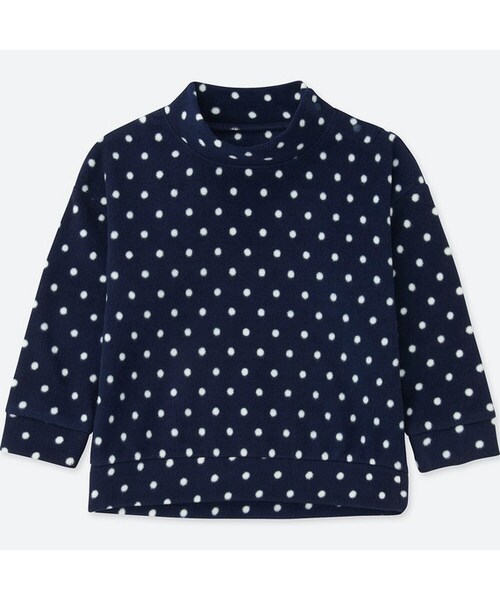 UNIQLO（ユニクロ）の「ストレッチフリースハイネックT（ドット・長袖）（その他トップス・キッズ・PINK 12/NAVY 69・100/80/90）」の2枚目の写真