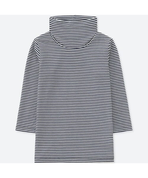 UNIQLO（ユニクロ）の「ヒートテックタートルネックT（ボーダー・長袖）（その他アンダーウェア/インナー・キッズ・DARK GRAY 08/NAVY 69・80/90/100）」の2枚目の写真
