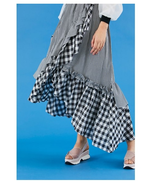 SNIDEL（スナイデル）の「イレヘムフリルギャザースカート（膝丈  