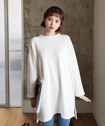 DHOLIC | 裏起毛スリットロングTシャツ(Tシャツ/カットソー)