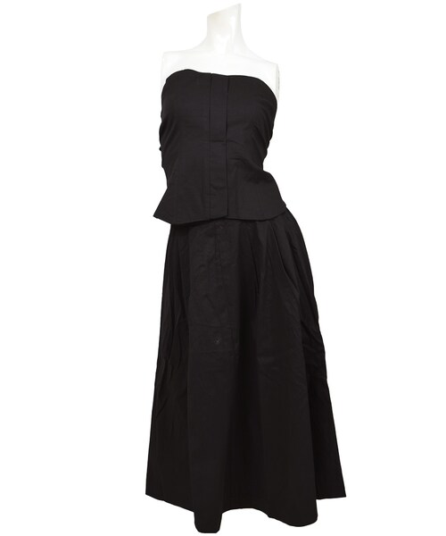 STYLEBLOCK（スタイルブロック）の「綿ツイルビスチェ×スカートセットアップ（スカート・レディース・ベージュ/ピンク/カーキ/ブラック・M）」の2枚目の写真