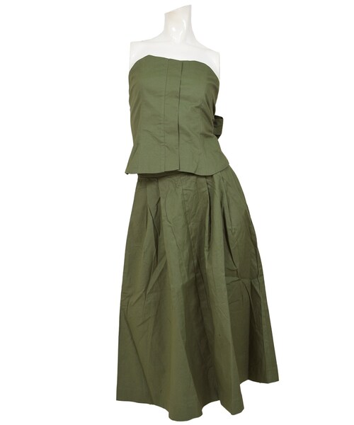 STYLEBLOCK（スタイルブロック）の「綿ツイルビスチェ×スカートセットアップ（スカート・レディース・ベージュ/ピンク/カーキ/ブラック・M）」の3枚目の写真