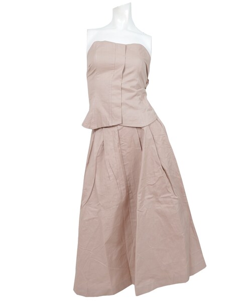 STYLEBLOCK（スタイルブロック）の「綿ツイルビスチェ×スカートセットアップ（スカート・レディース・ベージュ/ピンク/カーキ/ブラック・M）」の4枚目の写真