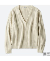 UNIQLO | シャイニーVネッククロップドセーター（長袖）＋E(ニット/セーター)