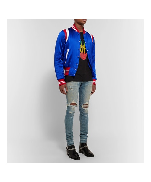 AMIRI（アミリ）の「AMIRI Leather-Trimmed Silk-Satin Bomber Jacket