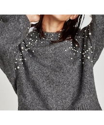 ZARA - 【完売商品】ZARA フェイクパール ケーブルニット