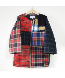 Handmade | パッチワークノーカラーコート（こどもLL）タータンチェック柄(ダウンジャケット/コート)
