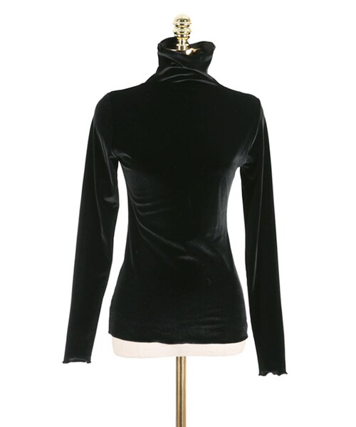 DINT（ディント）の「リリアミニマルベルベットポロトップ（その他トップス・レディース・Purple/Black/Beige/Other・one(44~66size)）」の2枚目の写真