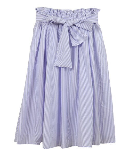 STYLEBLOCK（スタイルブロック）の「先染めストライプボリュームフレアスカート（スカート・レディース・サックスブルー/ラベンダー/レッド/グリーン/ブルー/ネイビー・M）」の3枚目の写真