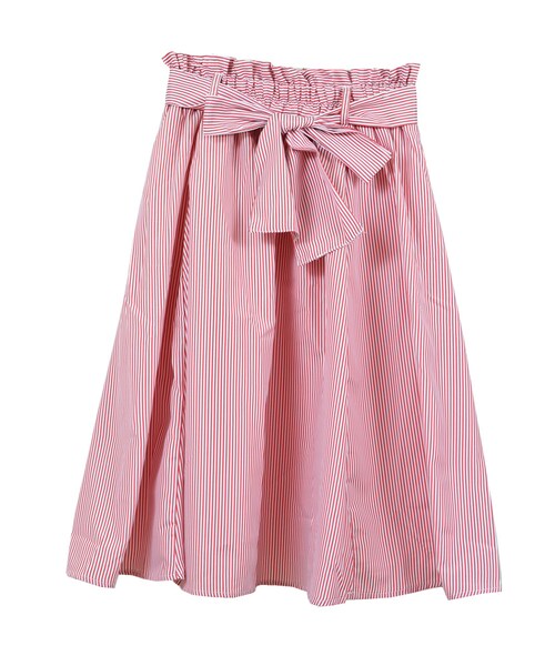 STYLEBLOCK（スタイルブロック）の「先染めストライプボリュームフレアスカート（スカート・レディース・サックスブルー/ラベンダー/レッド/グリーン/ブルー/ネイビー・M）」の4枚目の写真