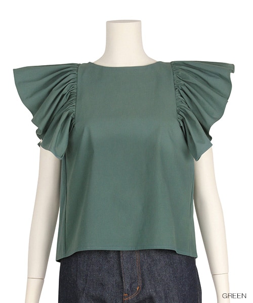 RANDA（ランダ）の「WEB STORE先行予約/2018SS新作/ボリュームラッフルブラウス/BB0905/L4[0101]（トップス・レディース・チェック/ブラック/グリーン/ライラック・FREE）」の3枚目の写真